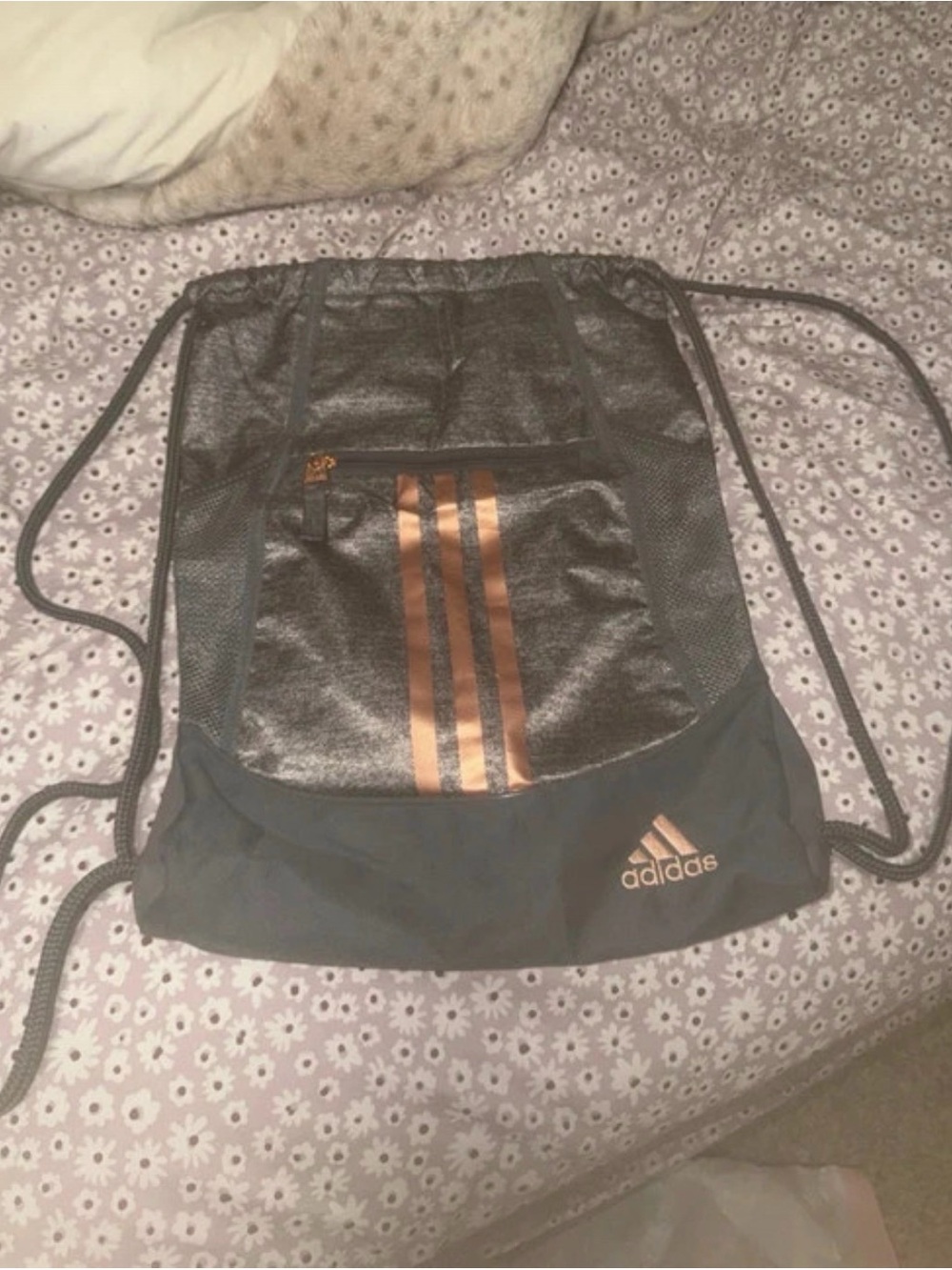 Adidas women’s Black Drawstring Gym Sack with Copper Accents